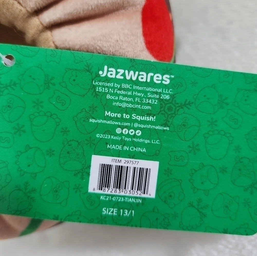 Squishmallows Hans The Hedgehog Christmas Holiday Light Slippers Kids Size 13-1